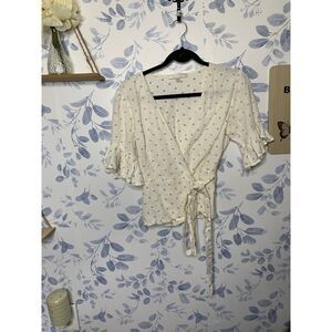 WAYF Polka Dot Wrap Blouse